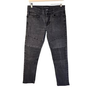 No Boundaries W30L30 Black Stonewashed Jeans with Stitch Details [0225]
